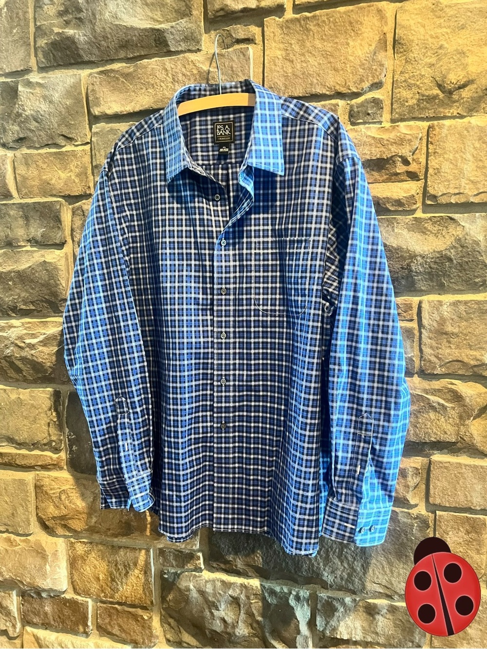 Jos. A. Bank Blue Plaid Button-Down Men's Shirt XXL